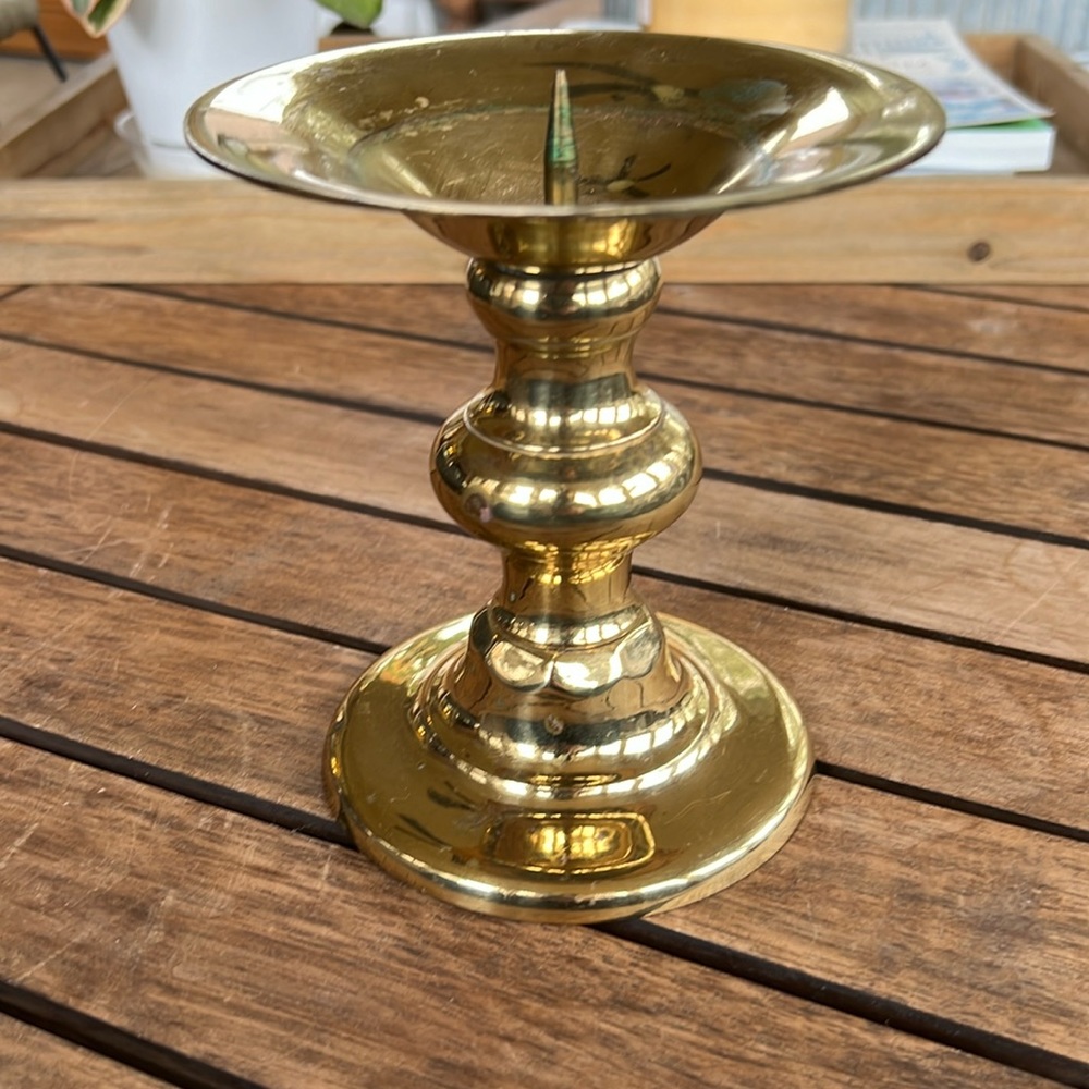 Vintage Brass Pillar Candle Stick Holder